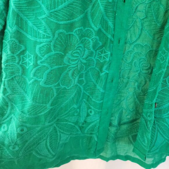 Anthropologie Akemi + Kin Kelly Green Eyelet Embroidered Tunic Top Blouse Boho - Picture 10 of 13